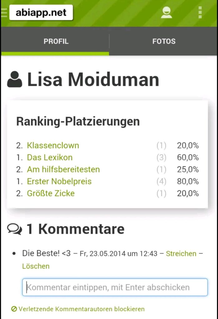 Screenshot der AbiApp im Google Play Store